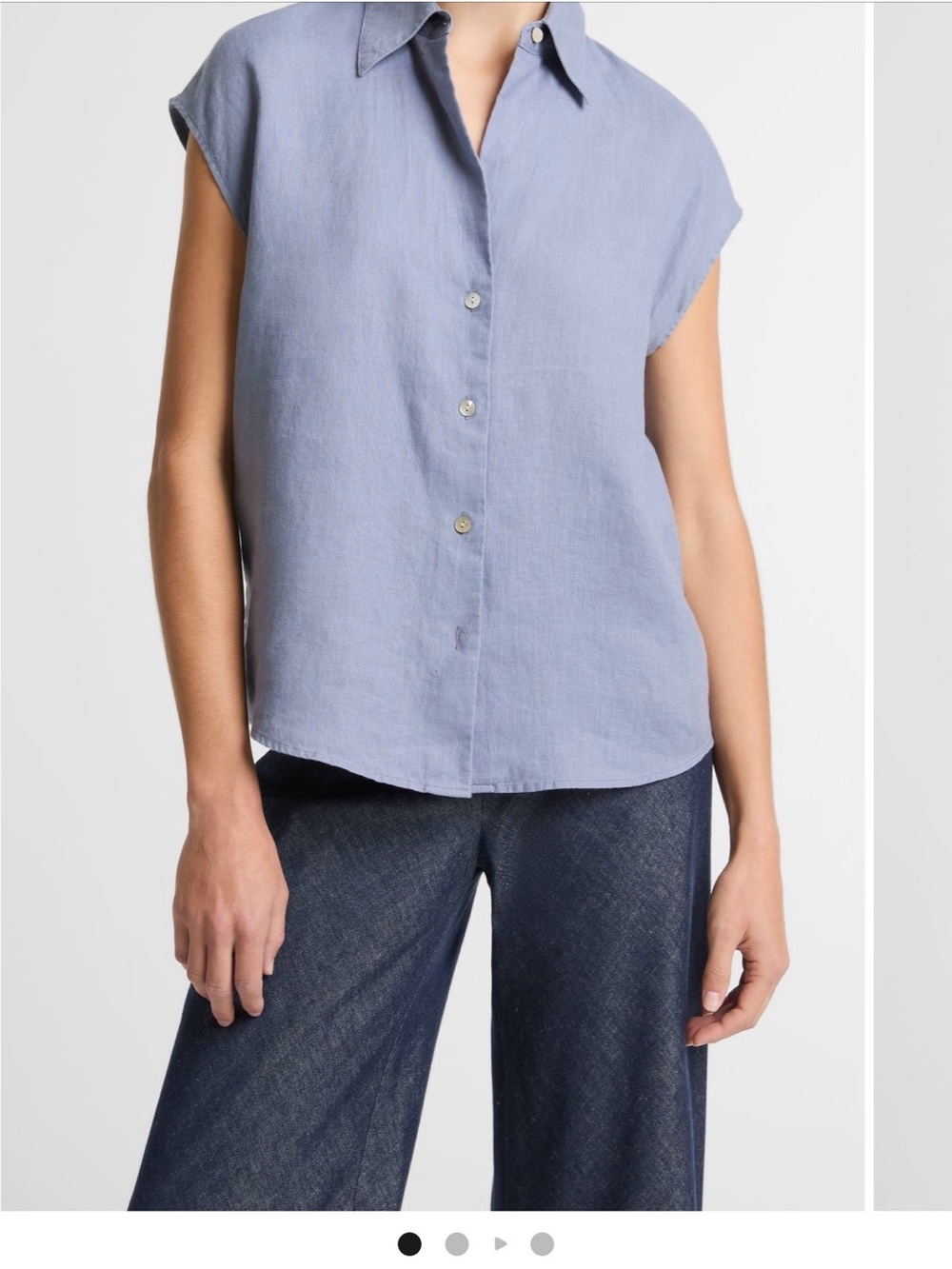 Vince Light Blue Linen Dolman Sleeve Shirt